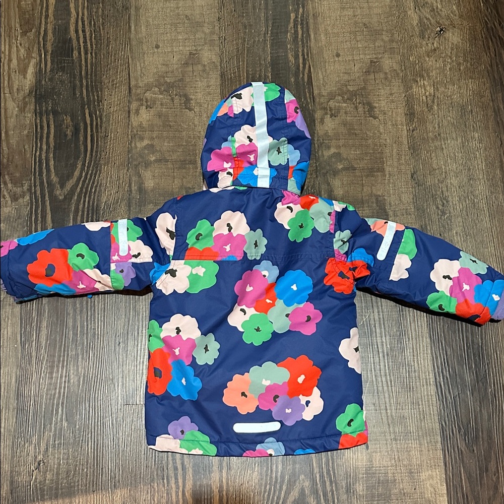 Mini Boden Girls' All--Weather Waterproof Jacket- Navy Floral Pattern 3Y-4Y - Picture 2 of 6